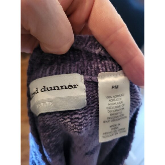 Purple Chenille Embroidered Floral  Bow Sweater Alfred Dunner PM  Cottage Cozy - Picture 6 of 6